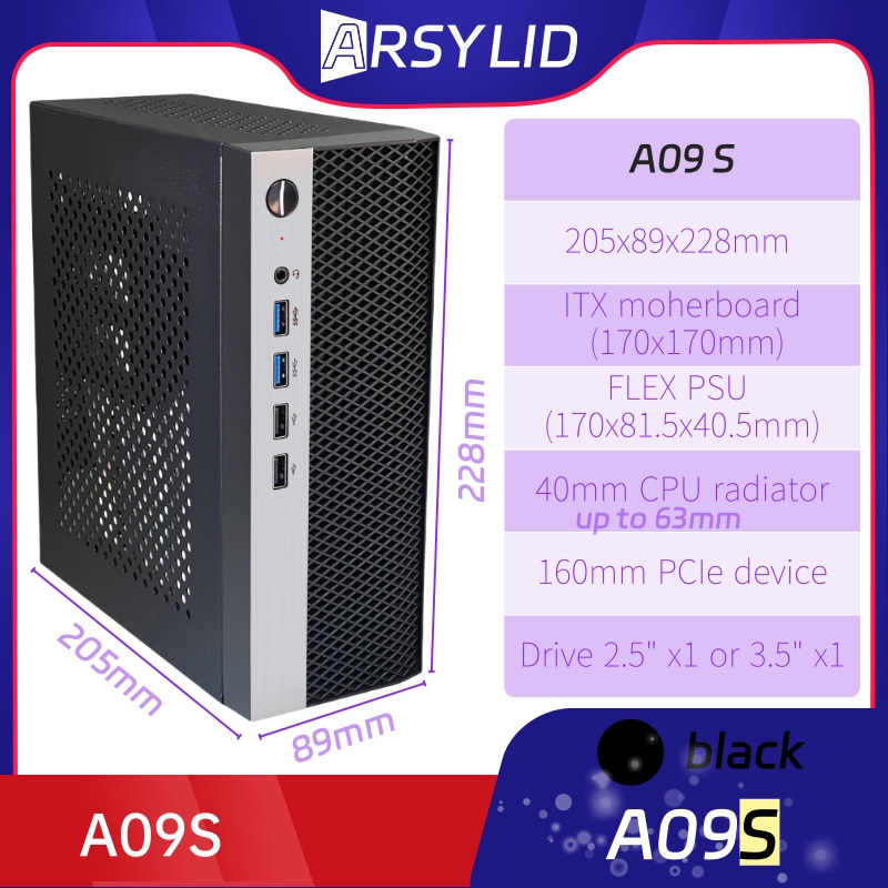 A09S 4.2L ITX Chassis A4 HTPC  - Psu Computer avaliação e preço